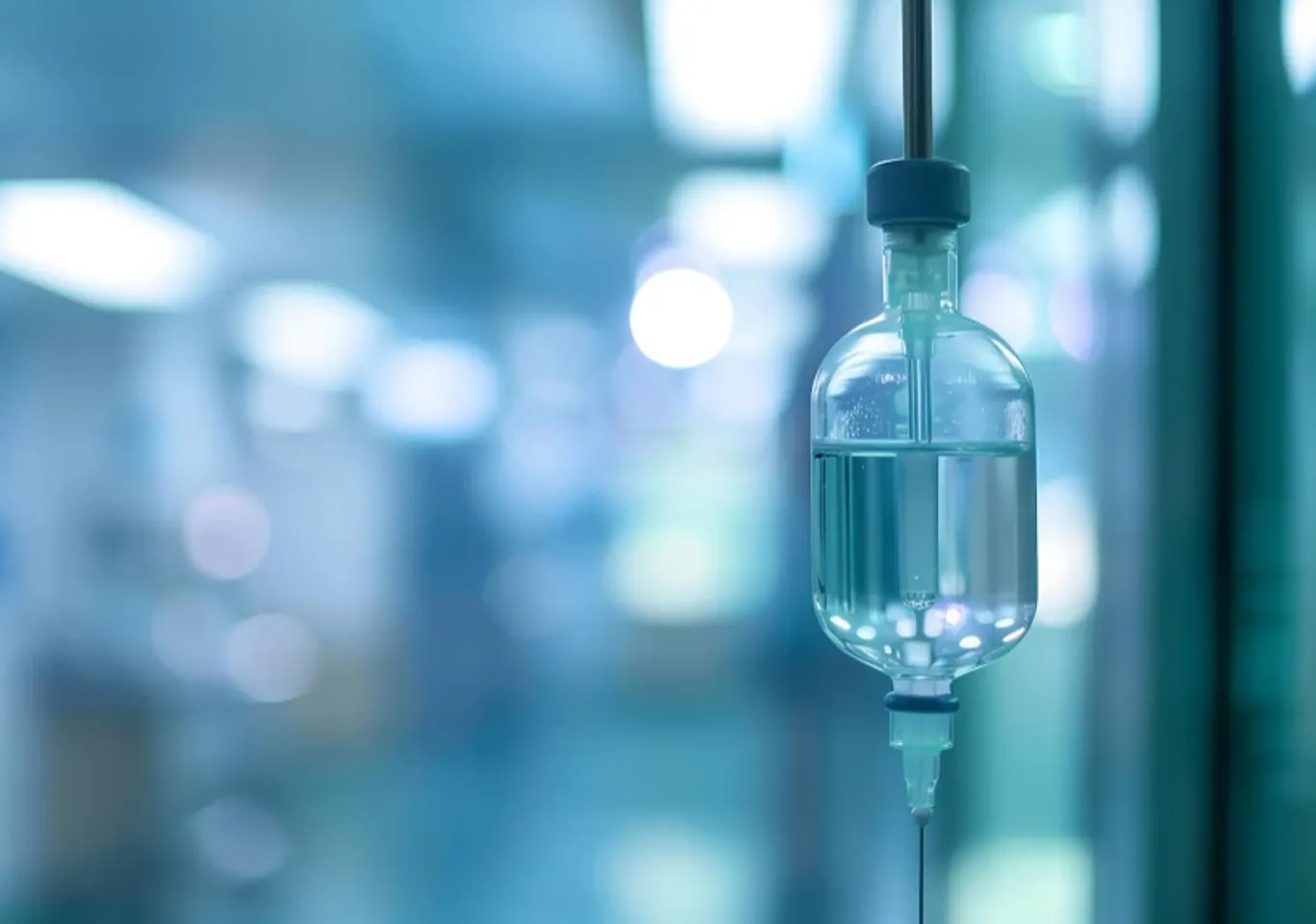 Odtrucie alkoholowe Częstochowa: butelka infuzyjna zawieszona w gabinecie